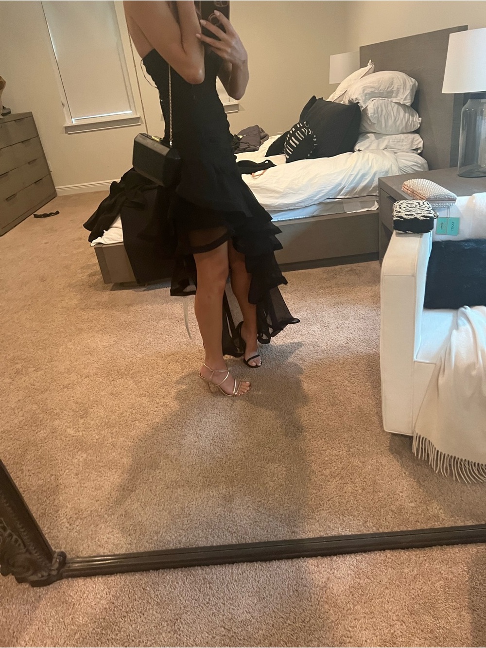 Elliatt Black Asymmetrical Ruffled Strapless Gown - Picture 2 of 5